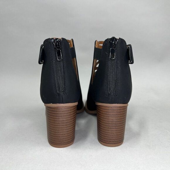 Soda Women's Size 8.5 Black Peep Toe‎ Ankle Boots - Picture 5 of 10